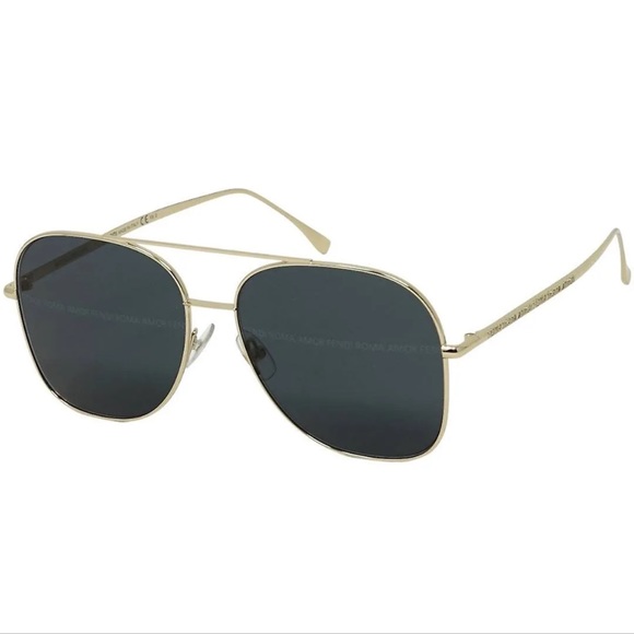 FENDI ROMA AMOR 59mm AVIATOR SUNGLASS W/HOLOGRAPH INSIGNIA! GORGEOUS - Picture 4 of 12